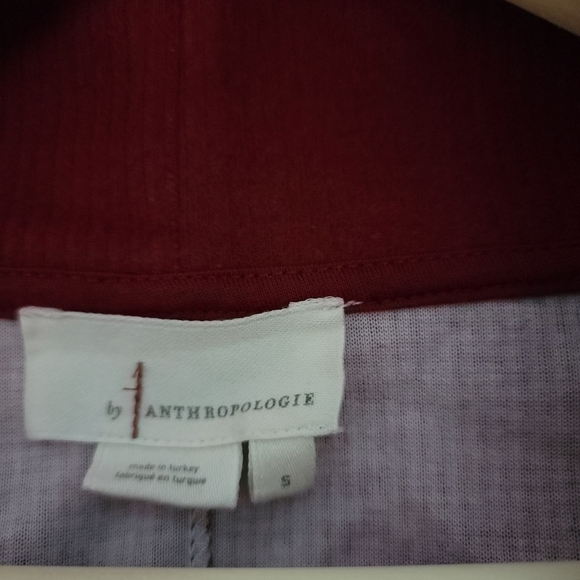 By Anthropologie Burgundy Turtleneck High-Low Long Knit Tunic Sz S Valentine - Picture 9 of 12